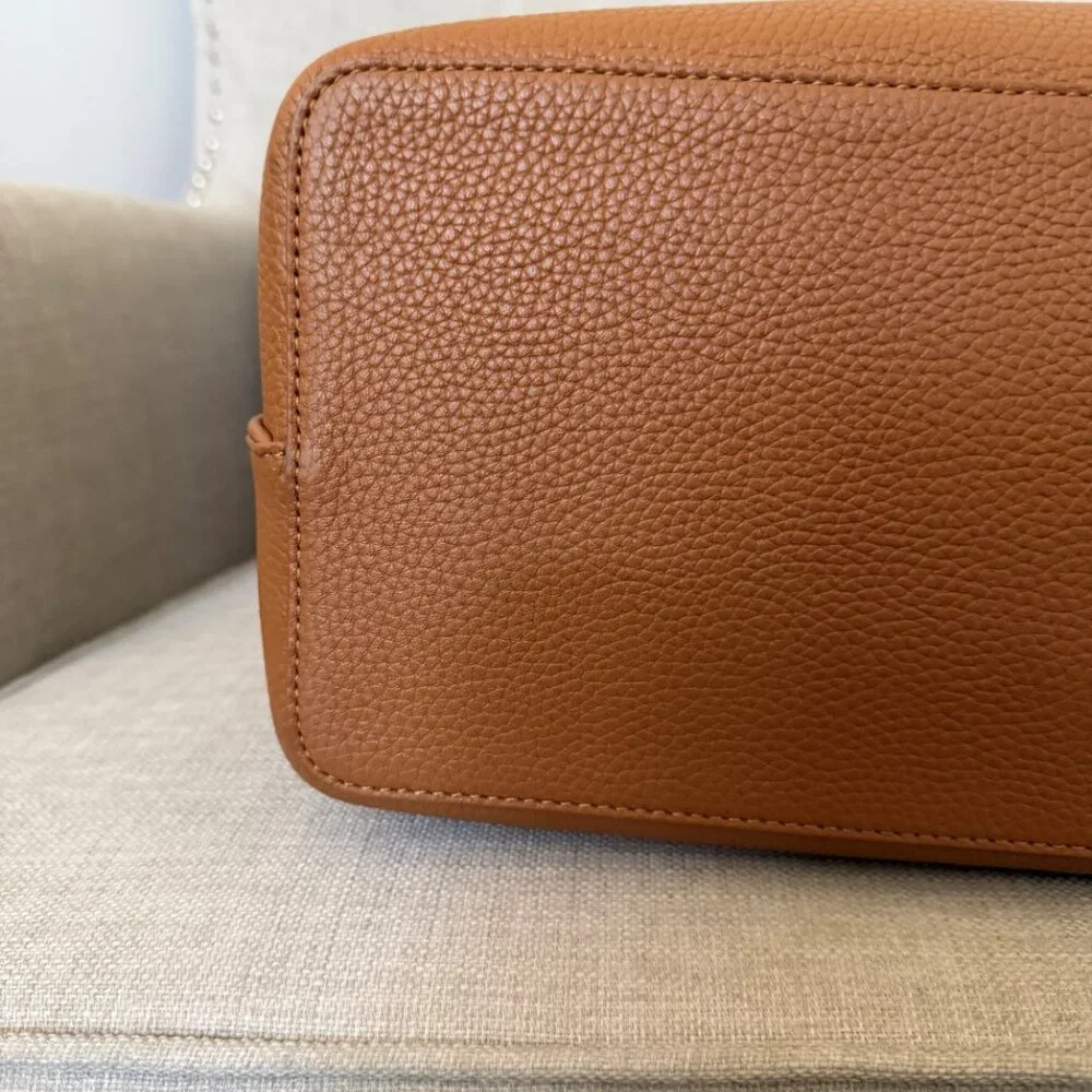 Tory Burch Pebbled Leather Tote in Cognac Brown